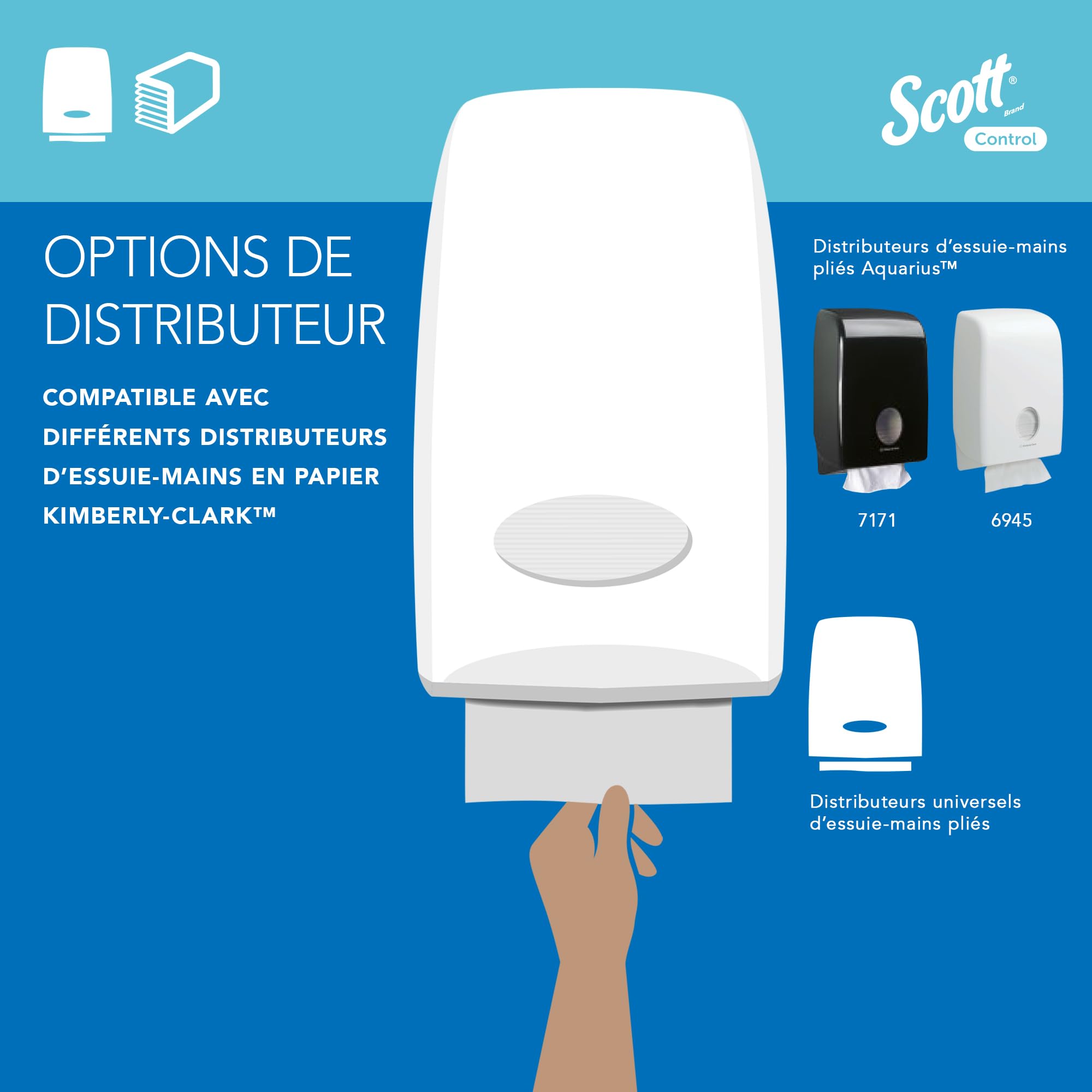 Scott Control 6663 Essuie-Mains en Papier 3 Épaisseurs, Pliés en V, Blancs – Ultra-Doux, Certifiés FSC & Écolabel, pour Hygiène Professionnelle – 15 Paquets x 212 Feuilles (3 180 au Total)