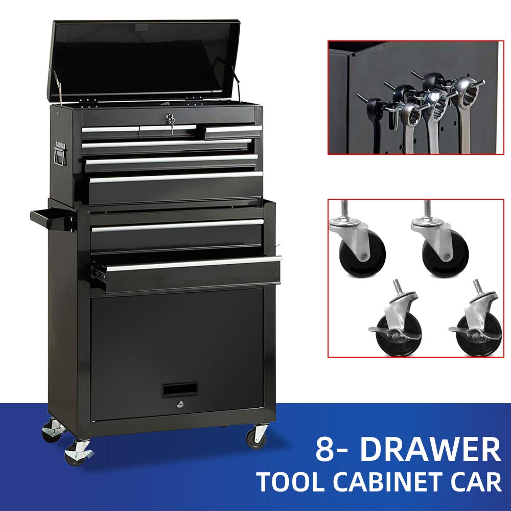 8Drawer Rolling Tool Chest, Keyed Locking System Tool Box Big Capacity