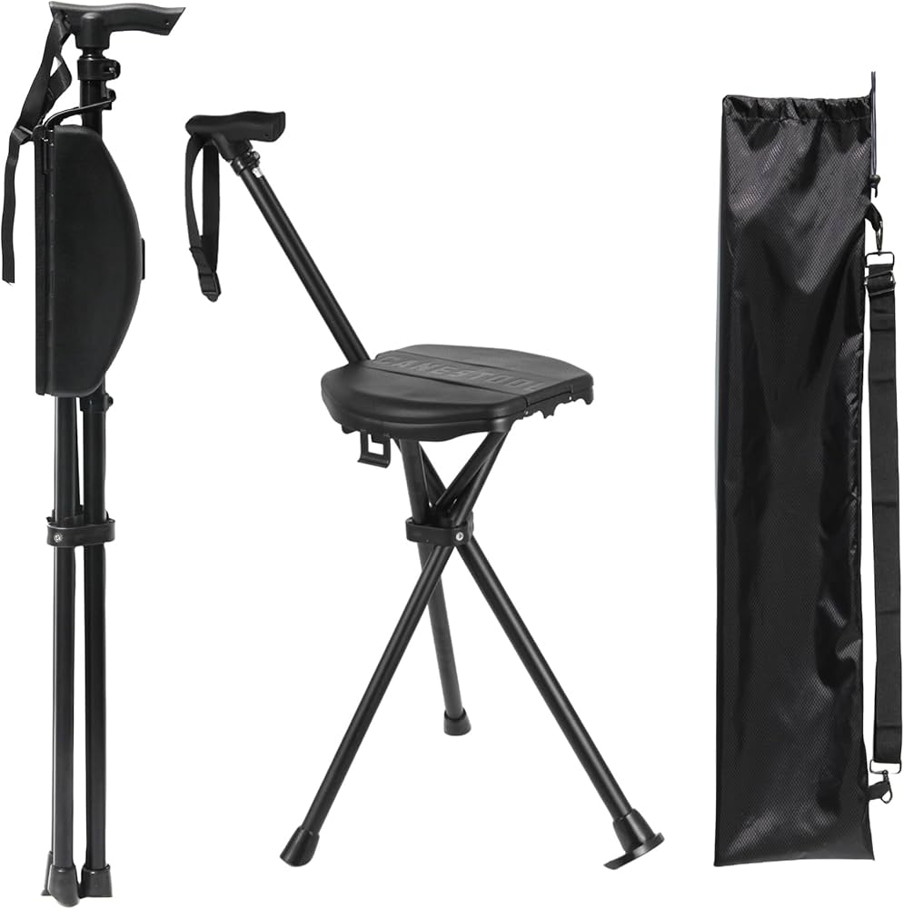 Amazon.co.jp: TAIWANBEDステッキチェア 折りたたみ杖 椅子になる杖