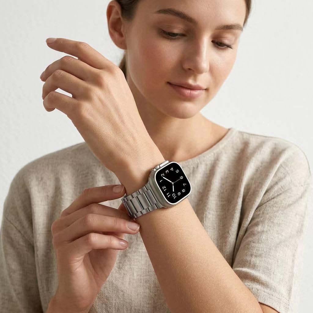 Bracelet réglable sans outil pour Apple Watch – Bracelet en acier inoxydable à dégagement rapide avec revêtement DLC | Compatible avec Ultra 3/2/1 (49 mm), Series 11-1 (46-38 mm), SE | Hommes