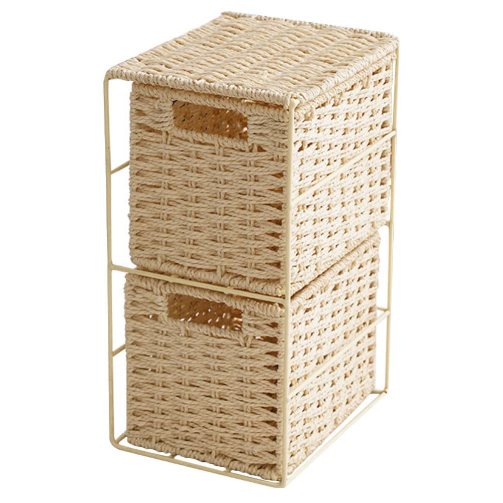 Alipis Panier de Rangement Double Couche en Pvc et Fer Maison Organisateur D'espace