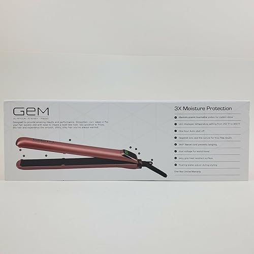 Miniatura 2 de GEM Glamour Energy Magic 3X - Plancha digital para peinar con protección contra la humedad, 1 pulgada