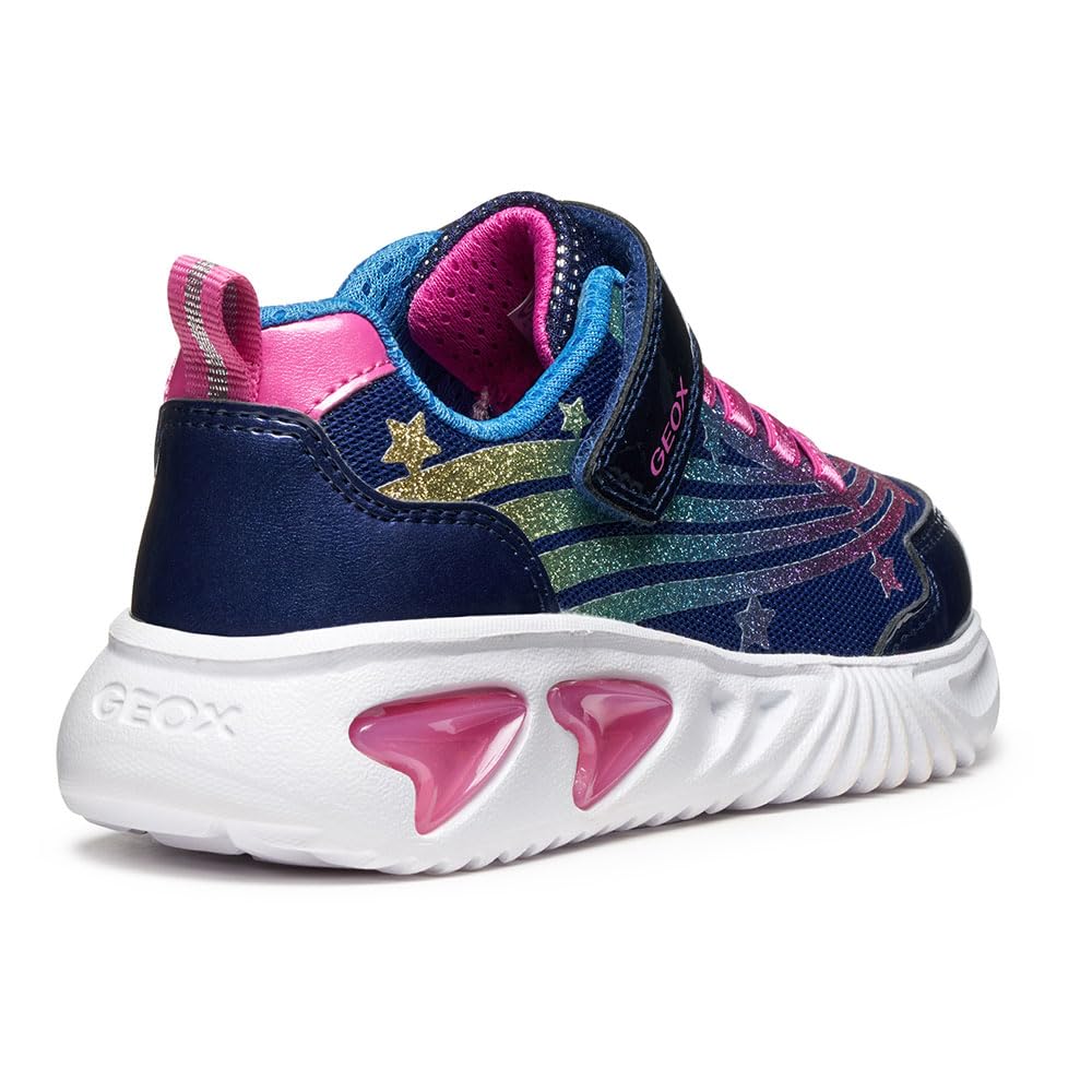 Geox J Assister Girl, Zapatillas, Azul Multicolor, 31 EU