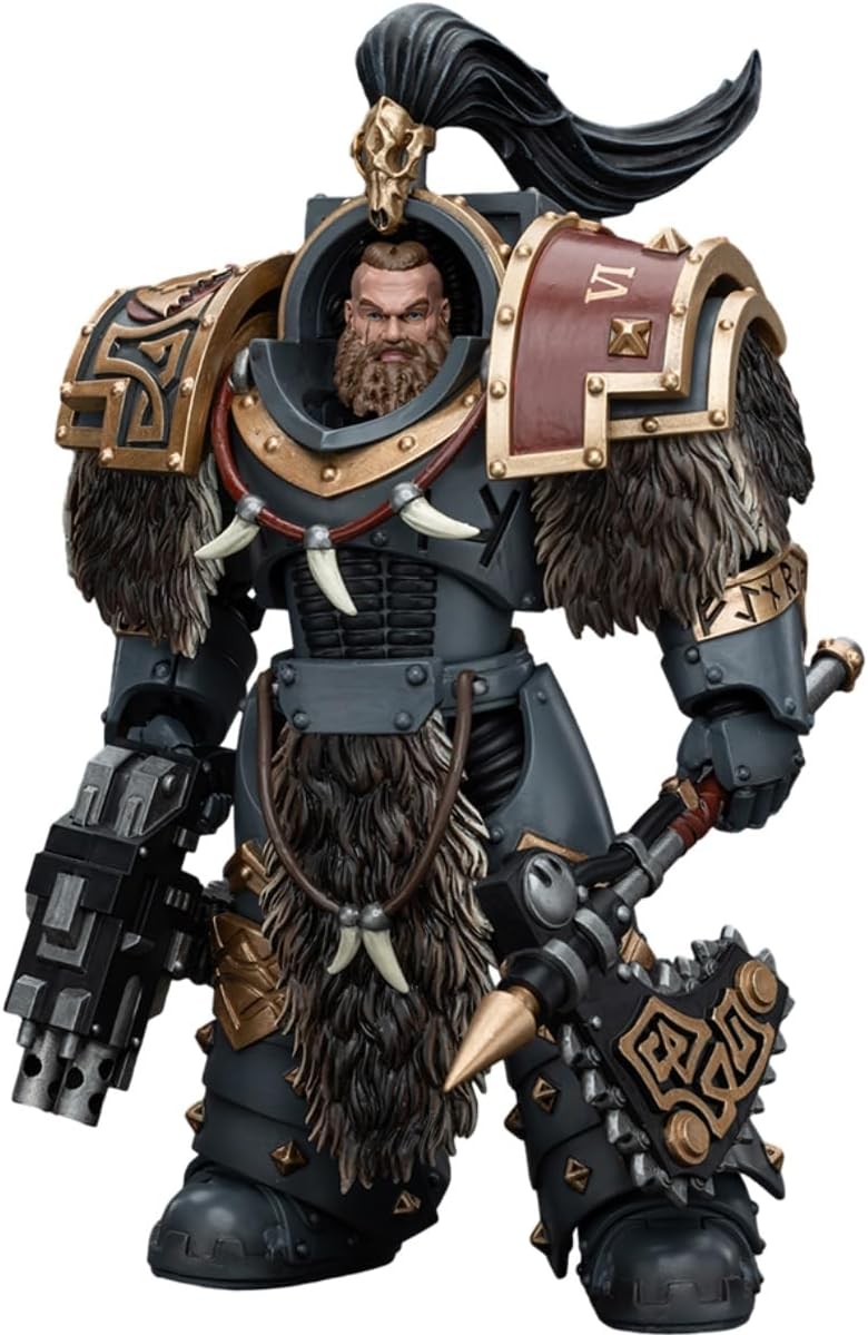 JOYTOY Warhammer 40K Space Wolves Varagyr Wolf Guard Squad Varagyr Thegn 1:18 Scale Action Figure Mecha Joy Toy Collection Model 5.35 inch