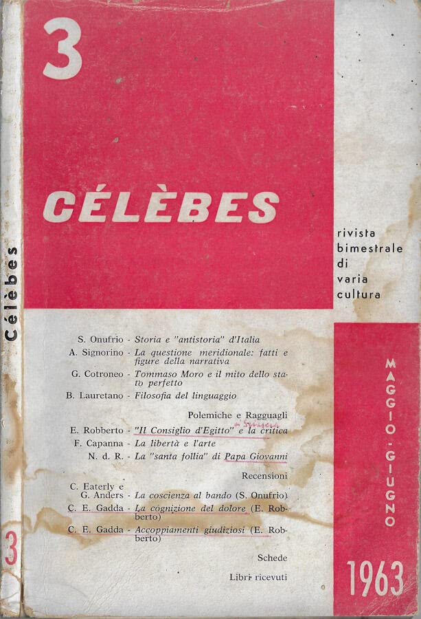  Celebes n. 3 maggio-giugno 1963. Rivista bimestrale di varia cultura.