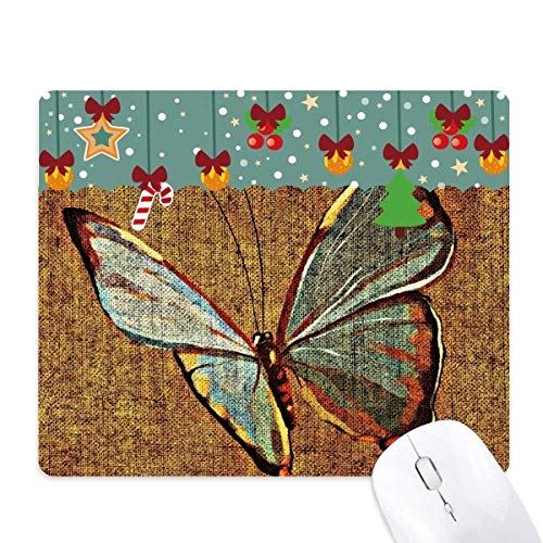 Alfombrilla de ratón de lino con estampado de mariposas de alta calidad y tacto suave natural