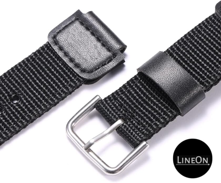 Image of Lineon 18mm Nylon & Leather Nato Style Watch Strap Cut Pattern Specially Compatible With CASI0 Royale AE-1200WH AE 1200 WH with Tool & Pins
