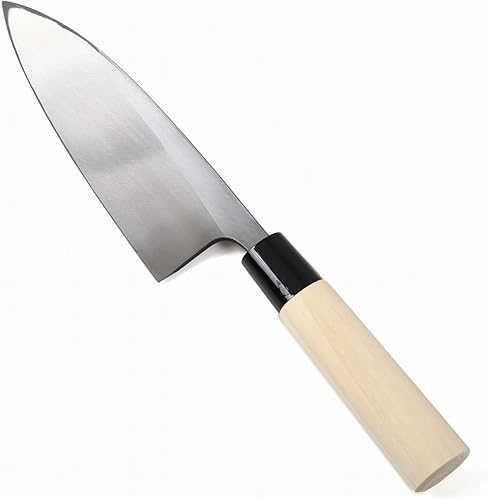 Miniatura 11 de Filete japonés de sushi mejor cuchillo de chef afilado Kigami (acero amarillo) - No.2 mango de madera de magnolia en forma de D, Deba 6 pulgadas