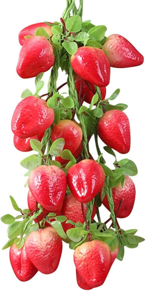 BAOZOON Fake Plastic Fruits 5 Bunches Banana Realistic Fruit Hanging Strings 20 Pcs Banana Artificial Fruit Skewer Farmhouse Background Wall Pendant Party Decoration Model Props