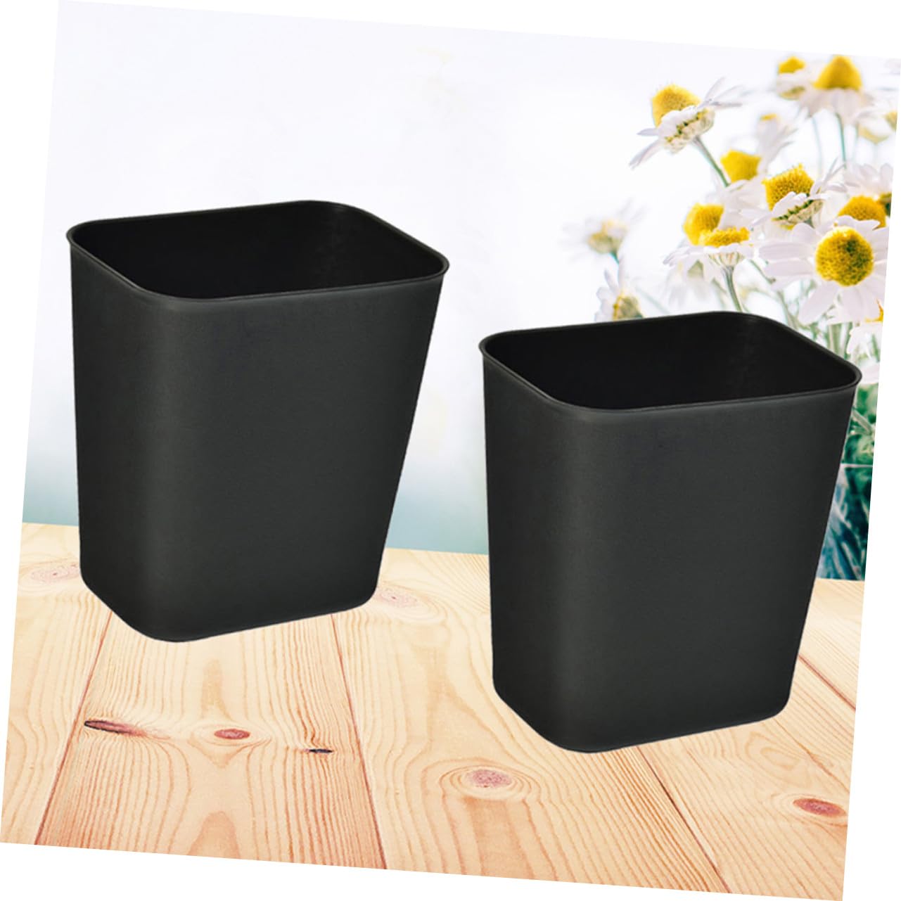 Papelera Pequeña de Plástico ABS Negra 14l, 2 Piezas para Interior