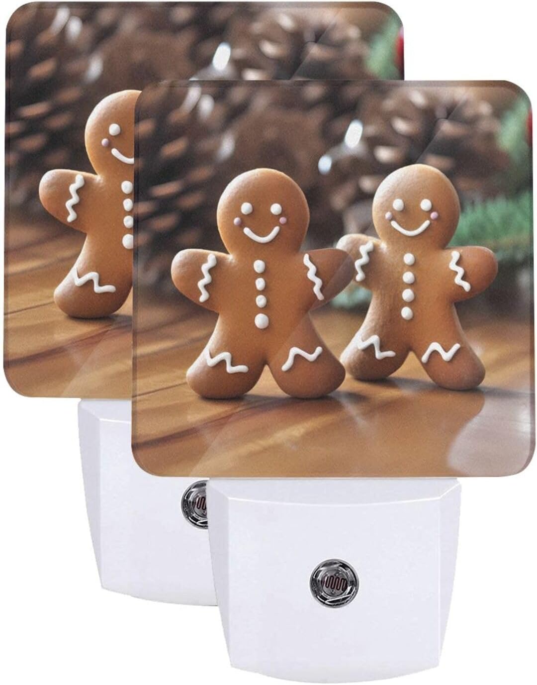 Christmas Gingerbread Man Night Light Set of 2 Plug-in Led Indoor Nightlights Auto Dusk-to-Dawn Sensor Lamp for Bedroom Bathroom Kitchen Hallway Stairs Decorations…