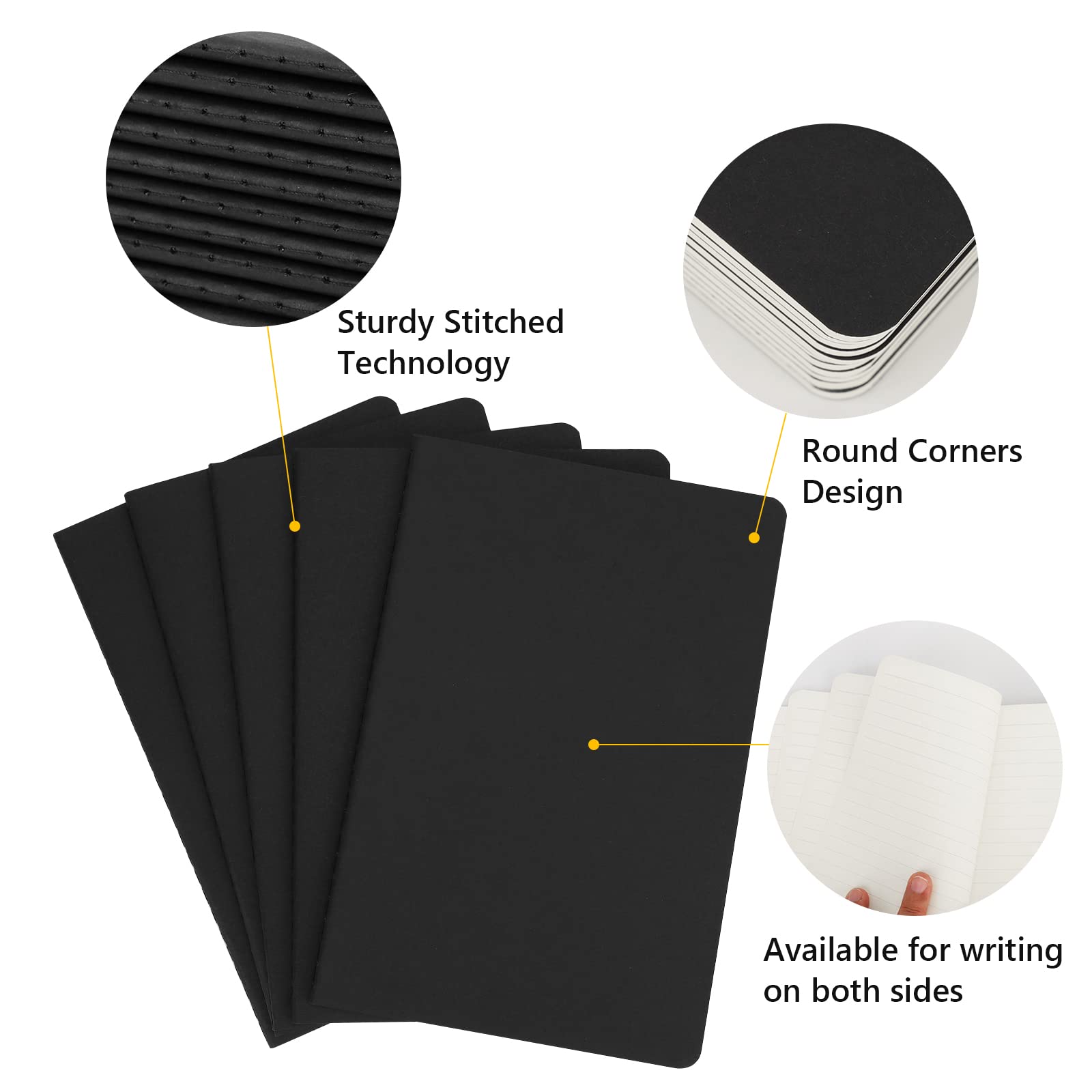 EUSOAR 24 quaderni a righe per college, formato A5, 14 x 21 cm, 60 pagine, copertina morbida, a righe nere, quaderni per scrivere, appunti, appunti, appunti, appunti, per lavoro, scuola, ufficio,