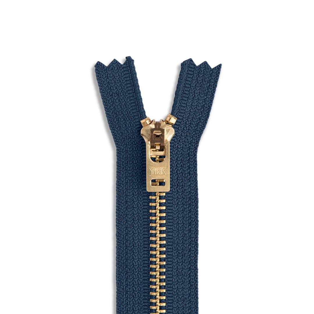 4" - 11" Jean Zippers ~ YKK #5 Jeans ~ Brass by Each (Select Length/Color) (Length 7 inches, 560 - Navy)