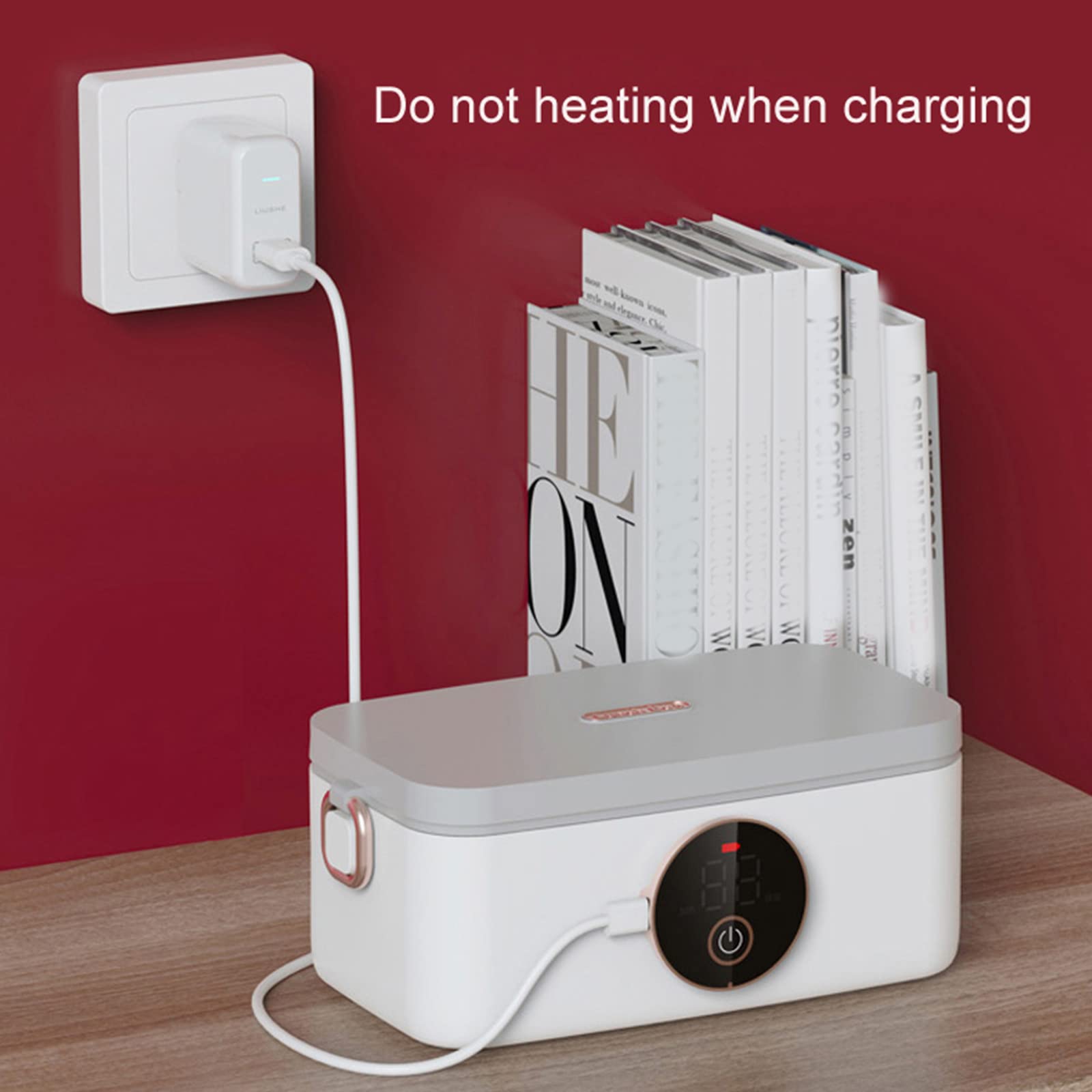 Fiambrera portátil con calefacción eléctrica, recargable por USB, sin agua, 16000 mAh, calentador de alimentos, recargable por USB, calentador de alimentos eléctrico, a prueba de fugas
