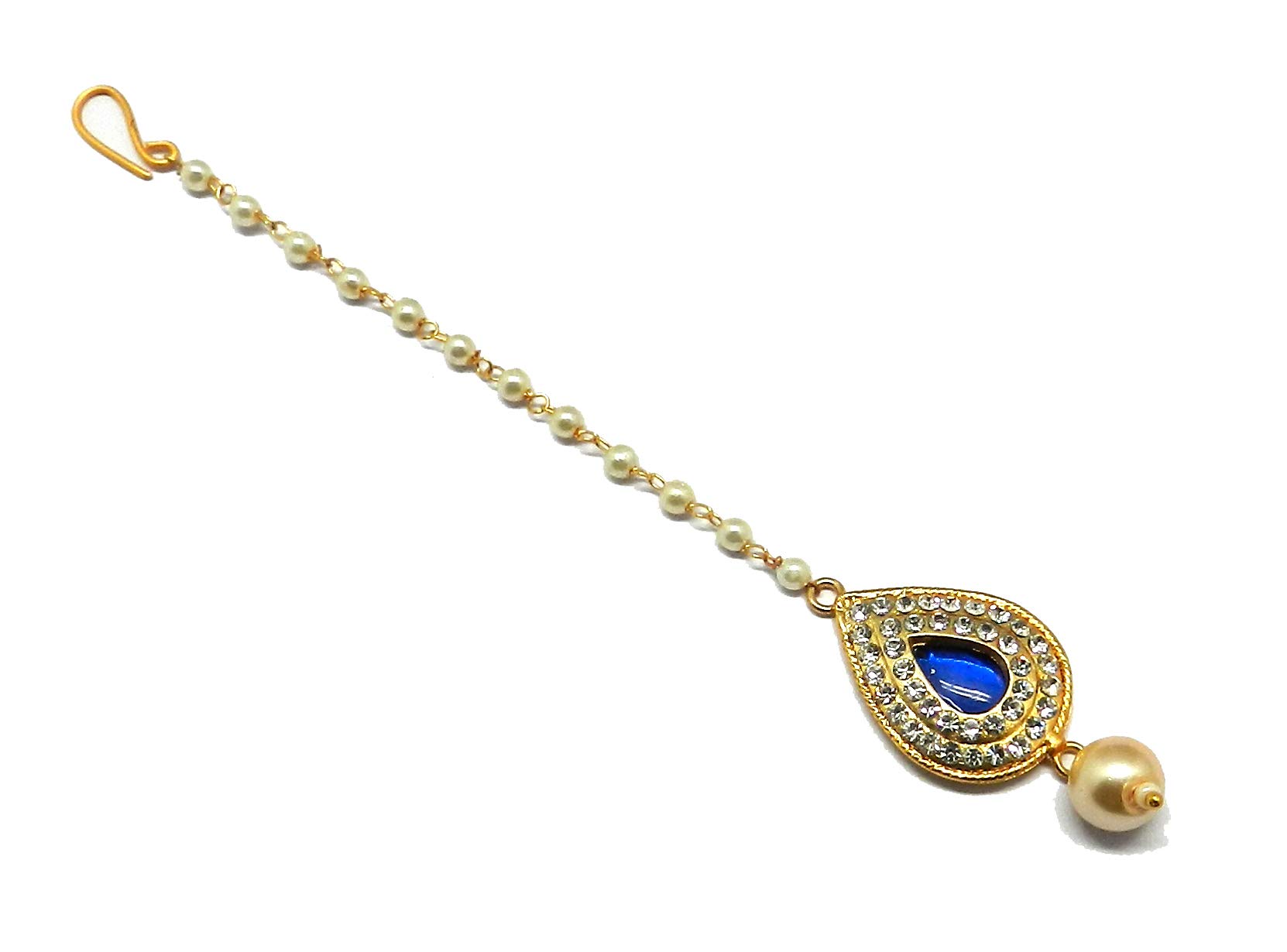 Radhesh Creation and Jewellery Blue Brass Pear Shape Maang Tikka for Women (B075VSXN8W) Amazon Price History, Amazon Price Tracker