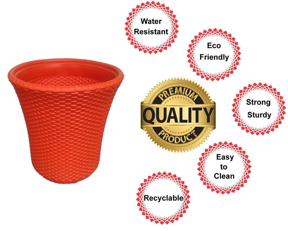 Red Plastic Pots - 3 Pack 12 Inch Durable Planters -4 Red Plastic Pots - 3 Pack 12 Inch Durable Planters -4