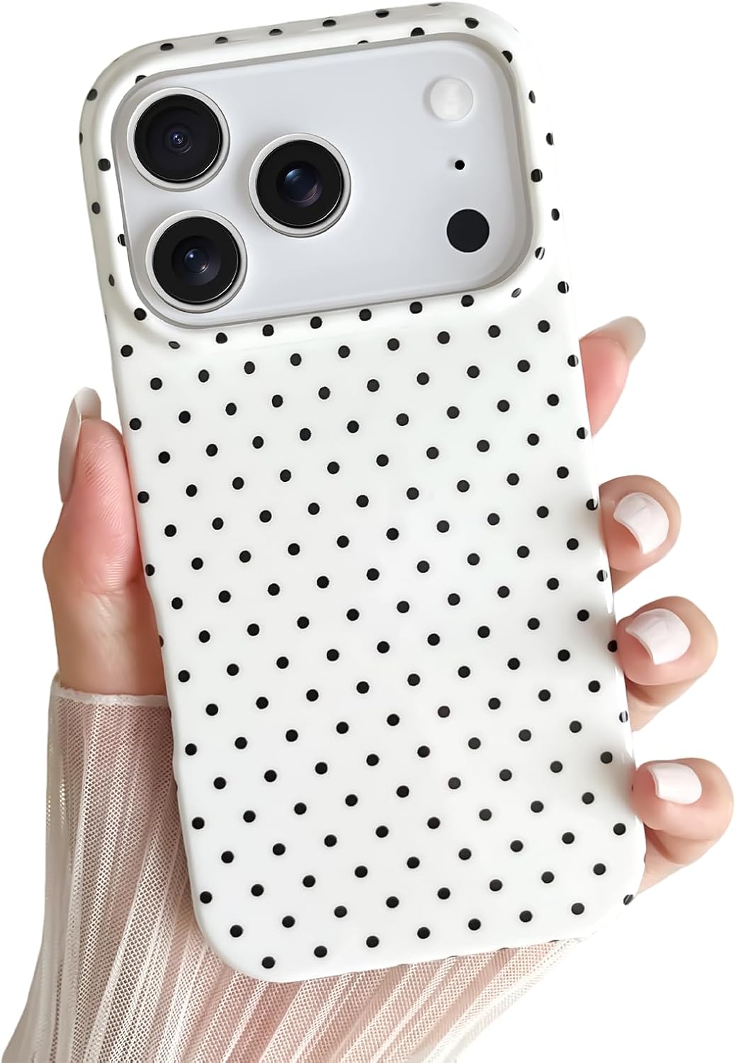 Yeddabox for iPhone 17 Pro Max Case Cute Polka Dot Phone Case Soft TPU Slim Shockproof Phone Cover for Women Girls, White Yeddabox for iPhone 17 Pro Max Case Cute Polka Dot Phone Case Soft TPU Slim Shockproof Phone Cover for Women Girls, White