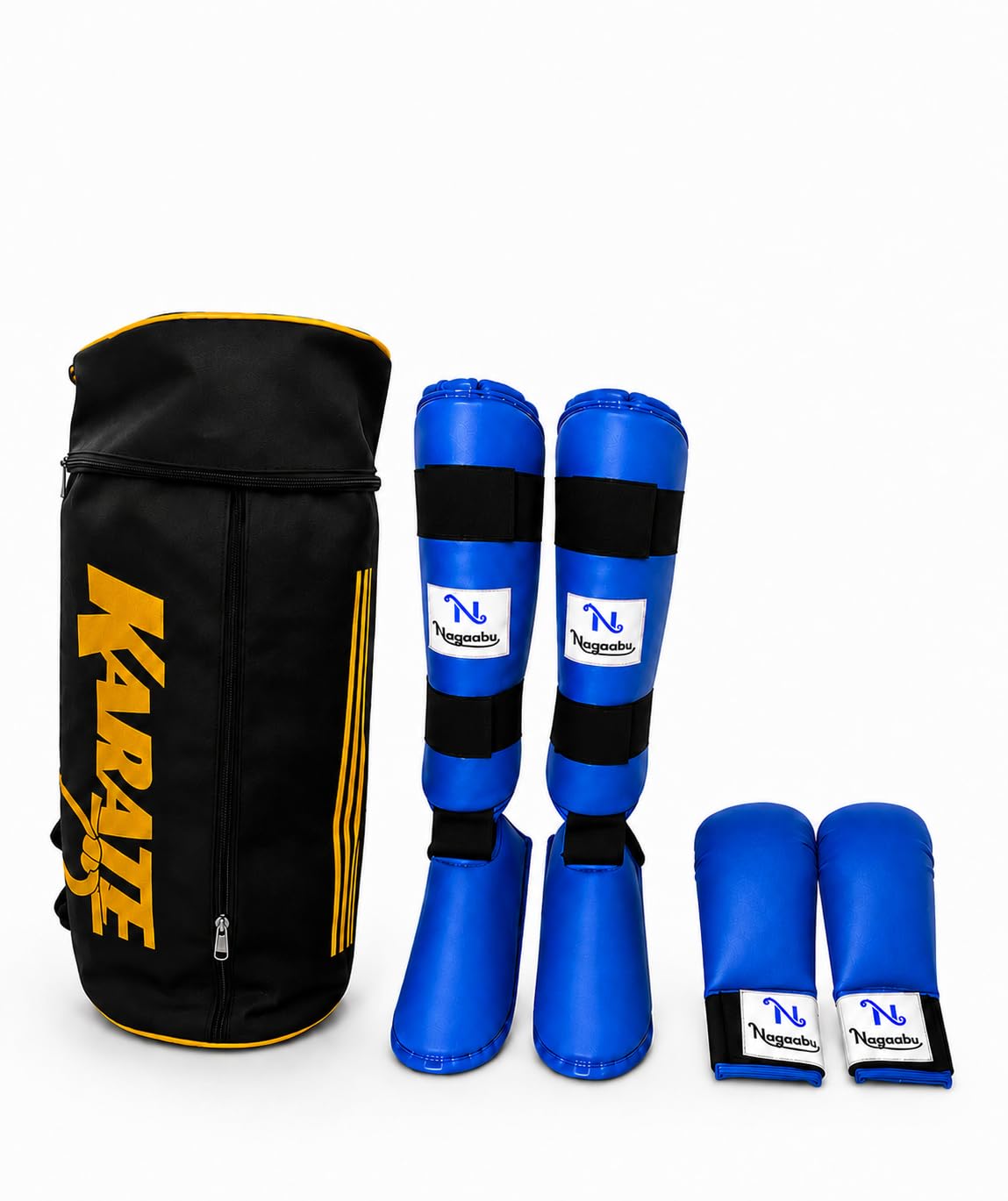 Karate Shin Guard, Gloves & Bag Set, Training Protection Combo (Blue, L)-picture-21
