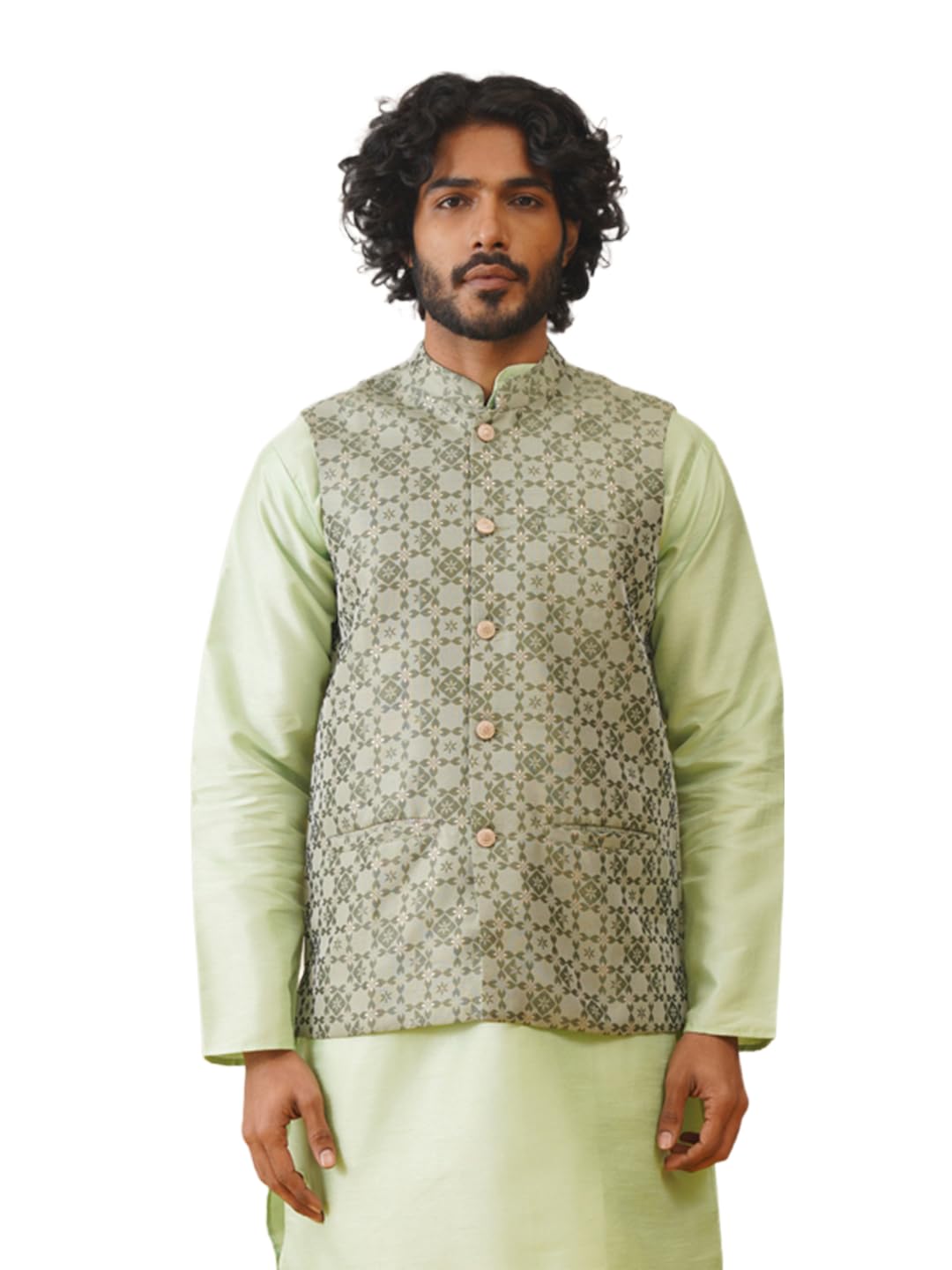 jompers Men's Woven Design Nehru Jacket-picture-25