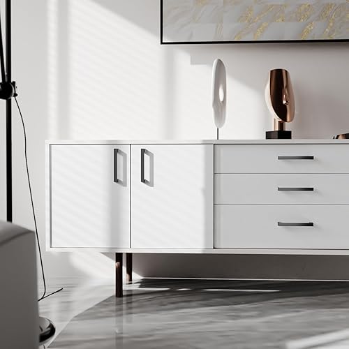 Miniatura 3 de Cobbe Paquete de 25 elegantes manijas de gabinete de cocina color negro mate de 5 pulgadas (5.039 in), tiradores contemporáneos para armarios,