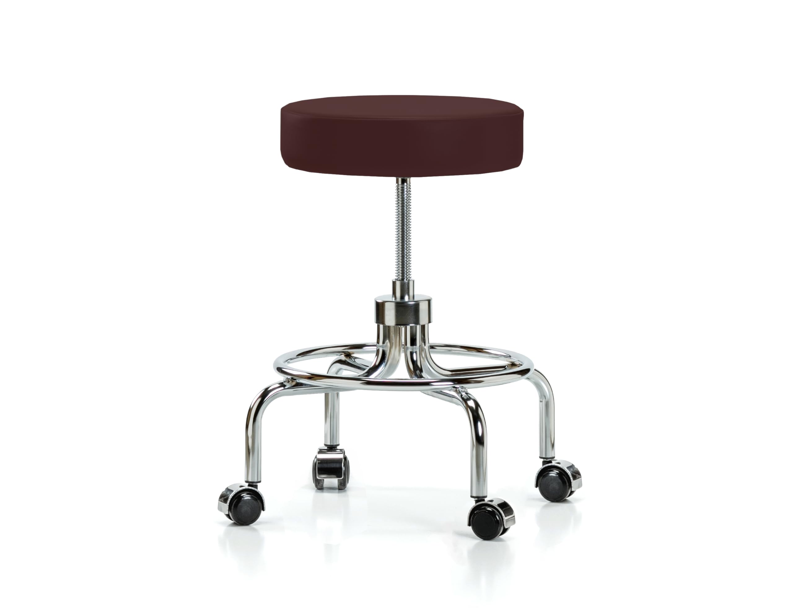 Perch Retro Exam Stool, Casters, 20.5-25.5", Burgundy Vinyl
