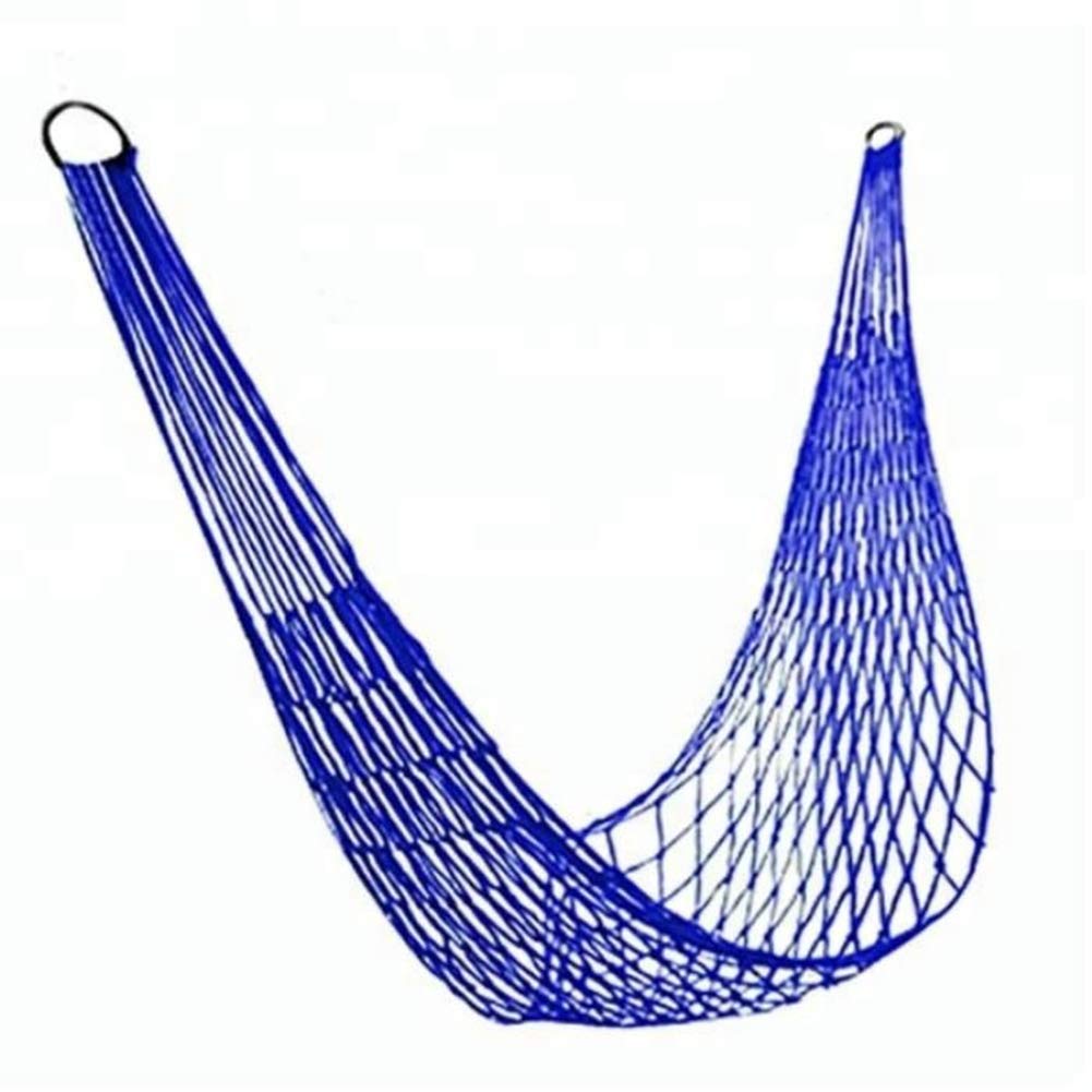 Easyinsmile Travel Hammock,Camping Hammock, Outdoor Sport Hammock Blue Net Mesh Nylon Sleeping Bed with Hooks for Garden Beach Camping Hunting Hiking