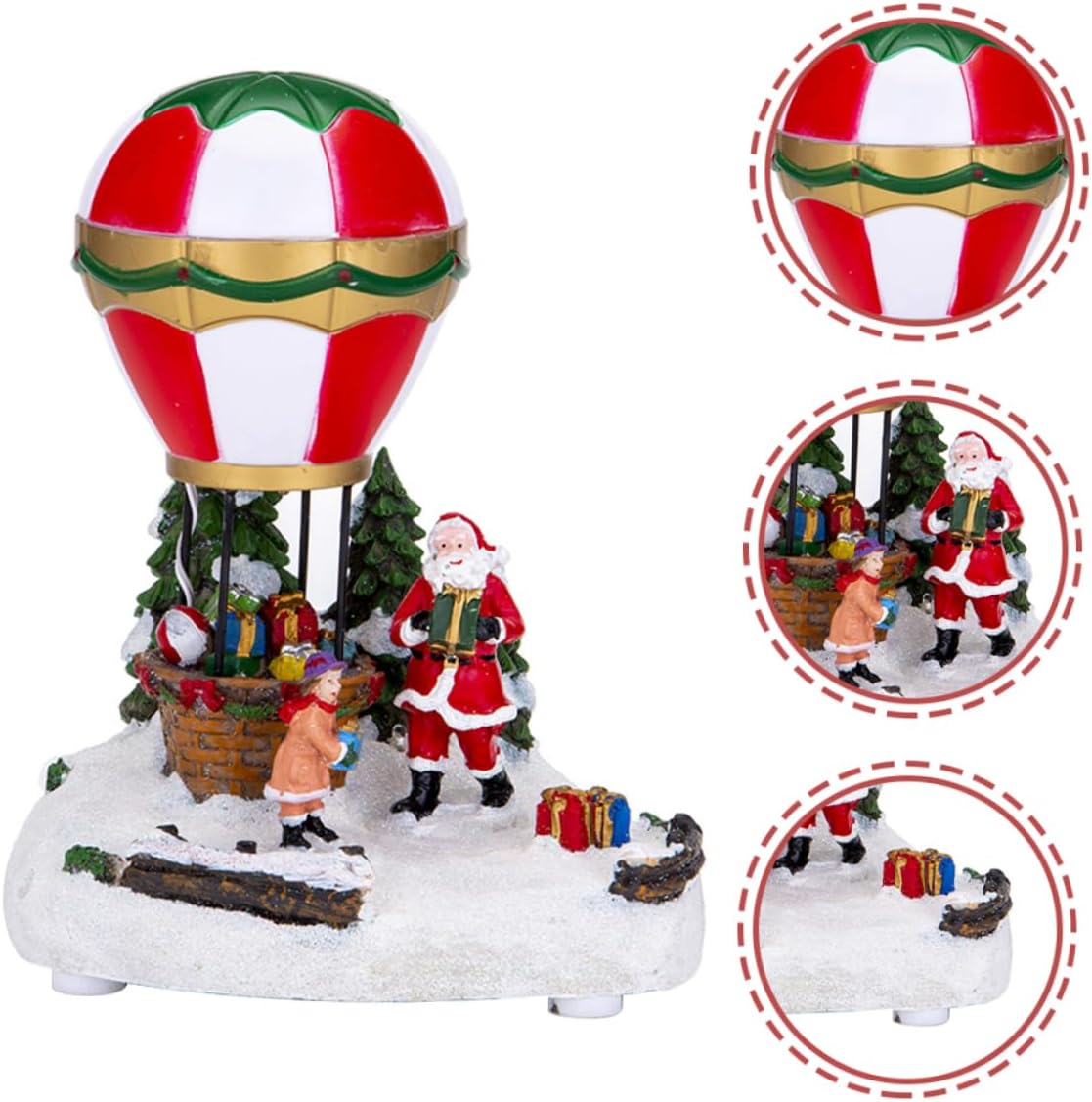 Light up Music House Hot Air Balloon Design Festive Christmas Ornament for Home Decor Table Decorations and Holiday Ideas