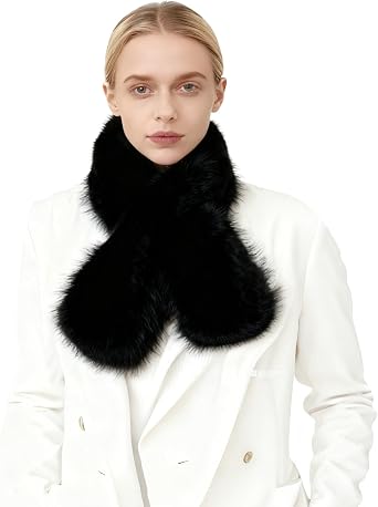 Lina & Lily Long Pile Faux Fur Winter Pull-Through Neck Scarf for Women Soft Fluffy