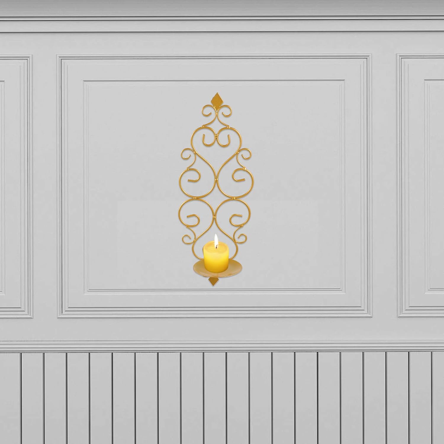 Luxshiny 2pcs Retro Wall Hanging Candle Holder Tealight Sconces Home Decor for Bedroom Living Room Office