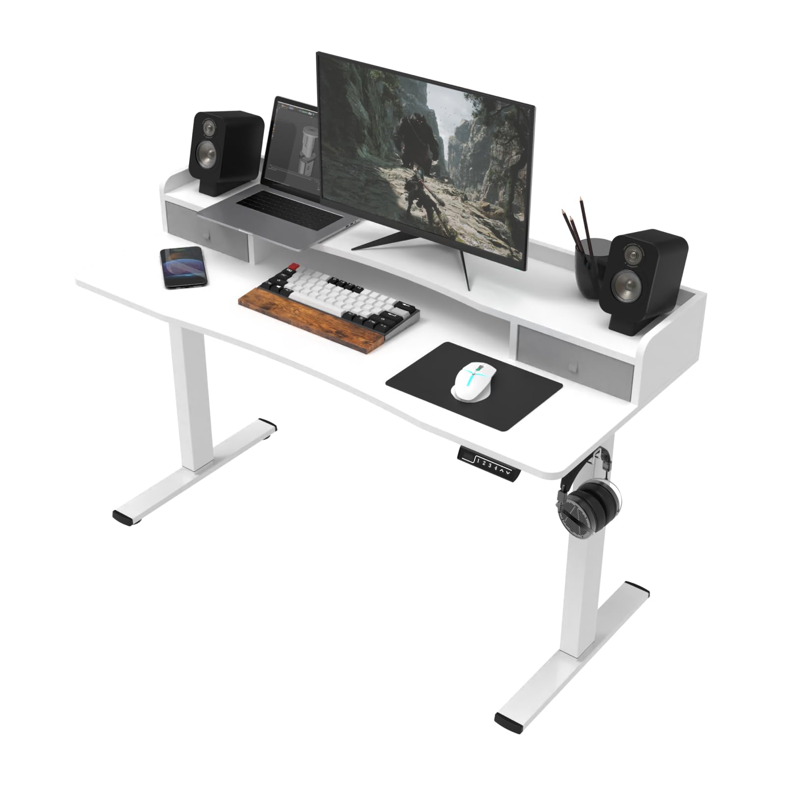 WELIKERA Escritorio Elevable Eléctrico De Altura Ajustable 140 X 60 Cm, Escritorio De Pie Para