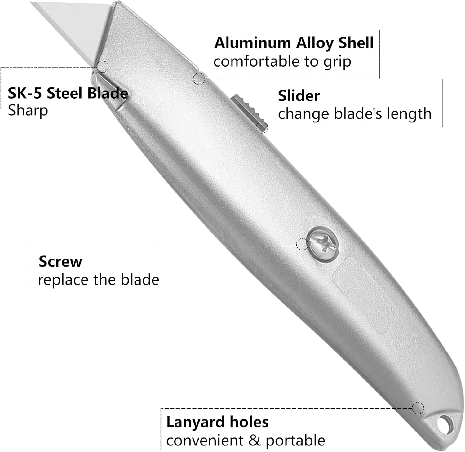 DIYSELF 32 Pack Box Cutters, Home, Office, Construction and Warehouse Use Utility Knives, Box Opener, Drop-resistant Aluminum Shell, Retractable Utility Knife for Cardboard (Black)