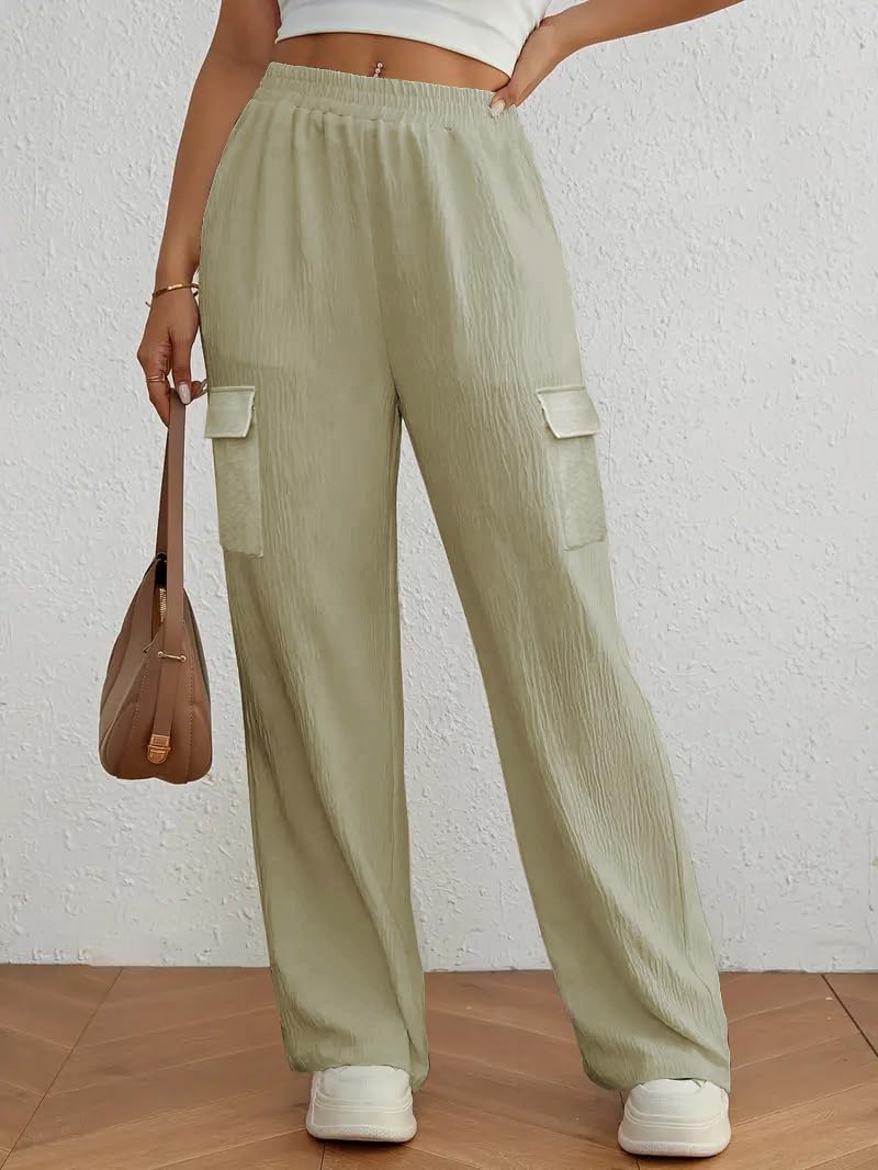 Cargo Linen Pants for Women Summer Wide Leg Palazzo Beach Pants Lightweight Women's Casual Pants with Pocket - Image 6