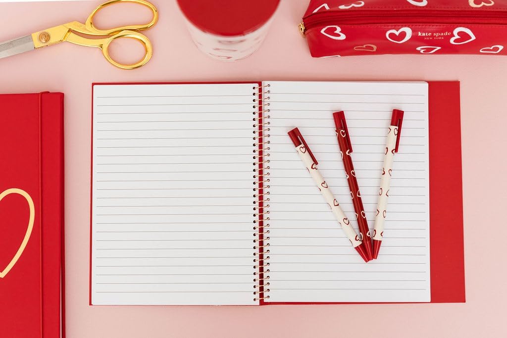 kate spade new york Pen and Pencil Case with Office Supplies for Adults, Zip Pouch Includes 2 Pencils, Sharpener, Eraser, and Ruler, Brushstroke Hearts - Image 7