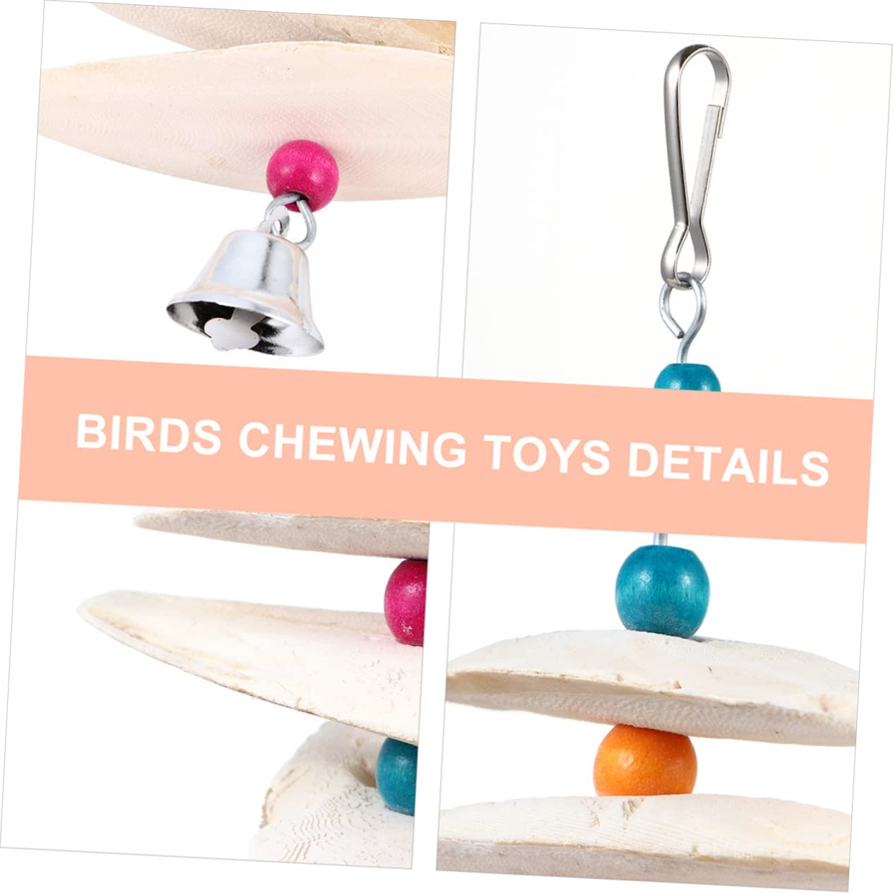 Mipcase 6pièces Jouets à Mâcher De Seiche pour Oiseaux Accessoires De Cage à Oiseaux avec Cloche Riche Et Minéraux pour Perruches