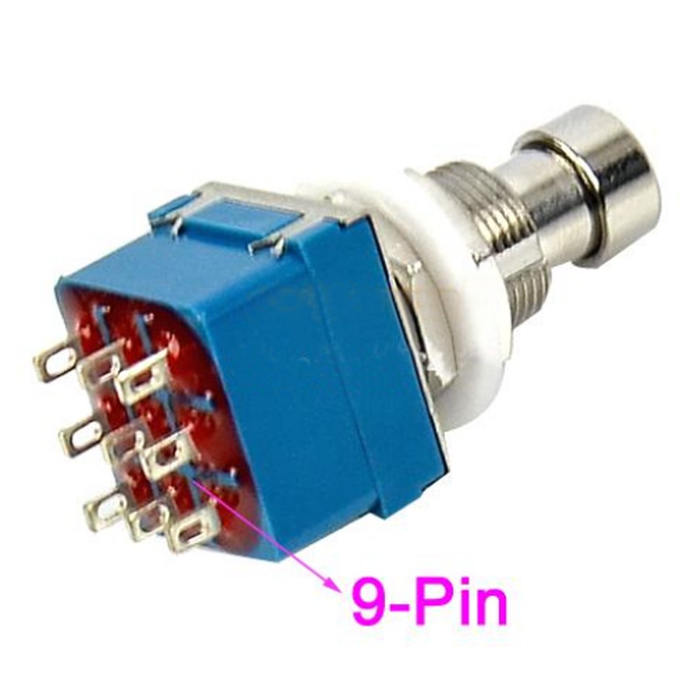 10 Piezas 3PDT 9 Pines Interruptor de Pedal de Efecto Guitarra Interruptor Presionar el Botón True Bypass Metal Caja de Pedal Efectos Stomp