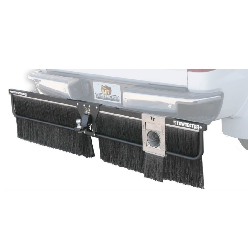 Towtector Tier 2 Mud Flap 29616-T2EP Medium Duty Single Brush Strip with Single Exhaust Port - 96" Wide 16" Tall for 2" Hitch Receiver (Wall Mount Bracket NOT Included)