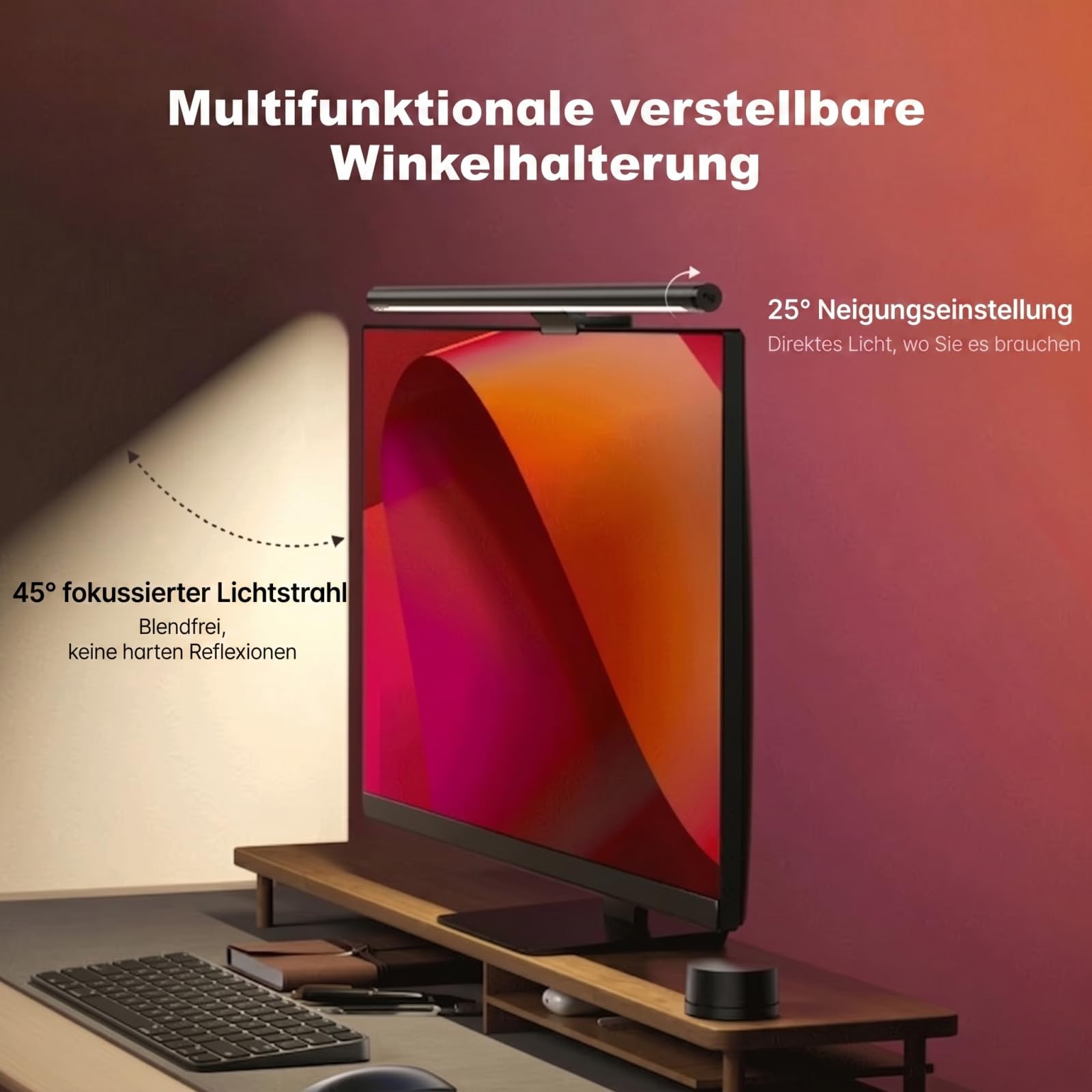 Yeelight Monitor Light Bar RGB, 350LM Blendschutz Monitorlampe, Stufenlos Dimmbar, USB Bildschirmlampe, Pro Screenbar für Home Office & Gaming
