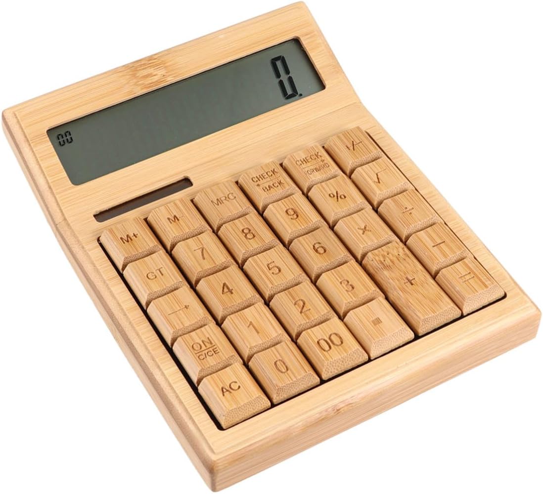 Zerodeko Portable 29-Key Solar Calculator with LCD Display for Office and School, Eco-Friendly Electronic Calculator with Tilted Screen and Number Checking Function