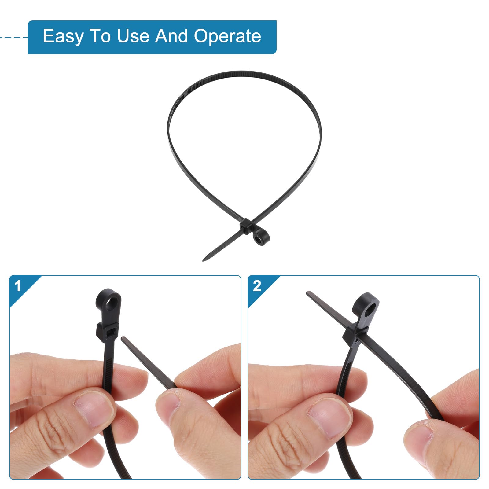 QUARKZMAN 250pz 300mm/12" 48 Lbs Montaggio Testa Cavo Cerniera Fascette Autobloccante Lungo Nylon Cavo Fascetta 4,8mm/3/16" Fascette per Cavi Gestione Nero