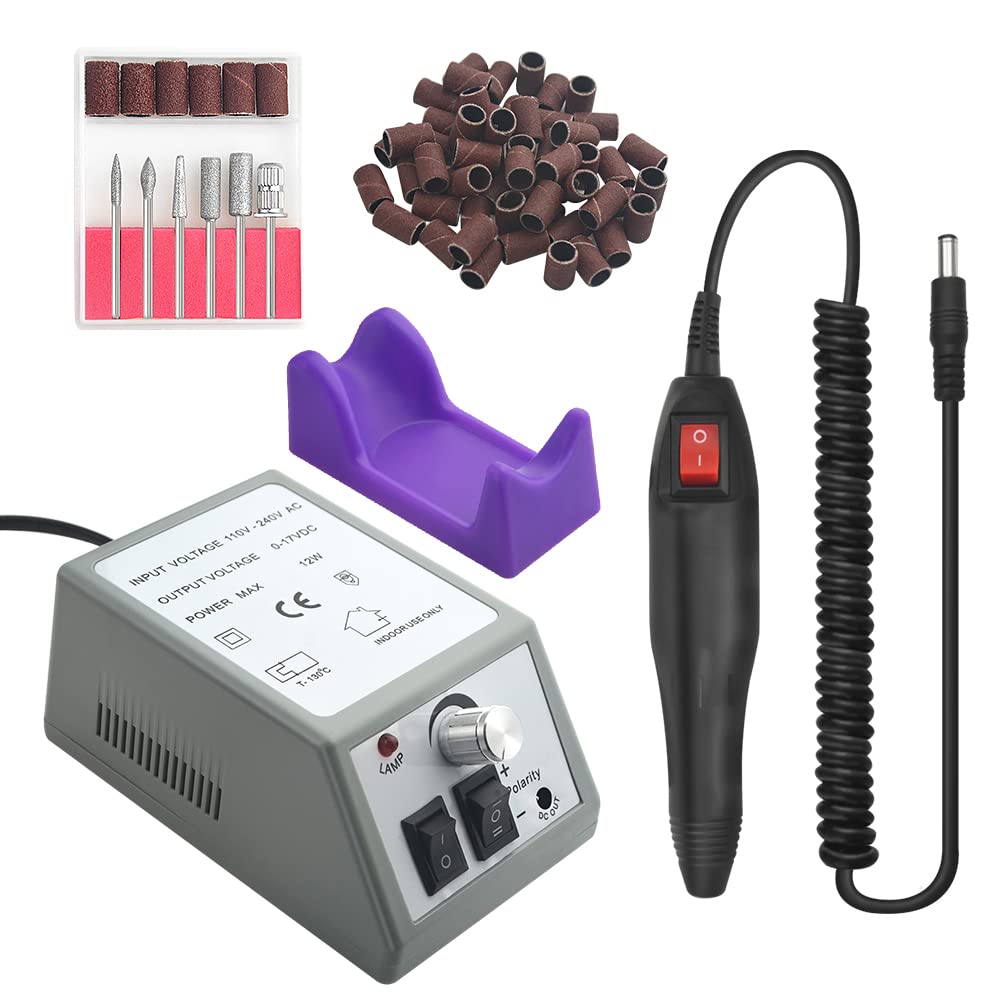 Grey: Lilys Pet 20,000 RPM Light Type Professional Electric Nail Art Salon Drill Glazing Fast Machine, Electric Nail Art File Drill with 1 Pack of Sanding Bands (Grey) 4