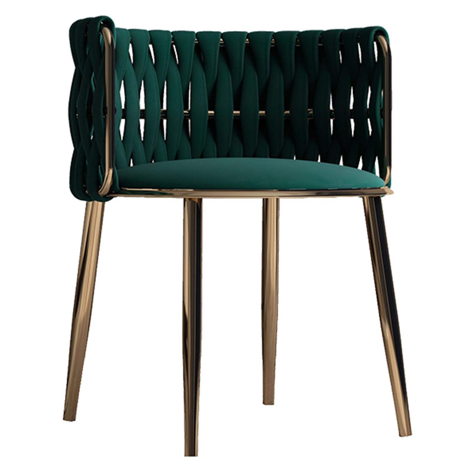 Chaise de salle à manger en velours tissé et pieds dorés design contemporain