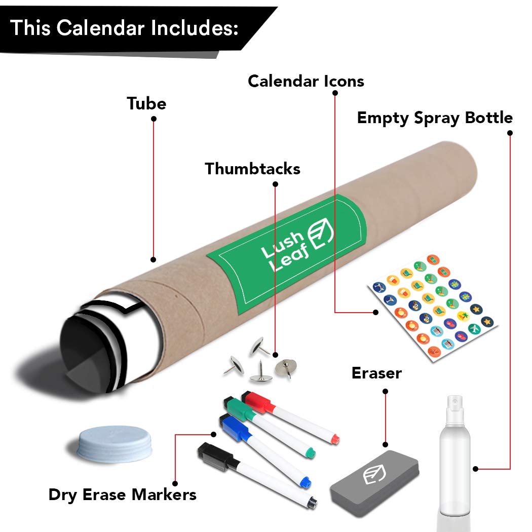 Large Dry Erase Wall Calendar 38" x 68" Undated Blank 2021 Reusable