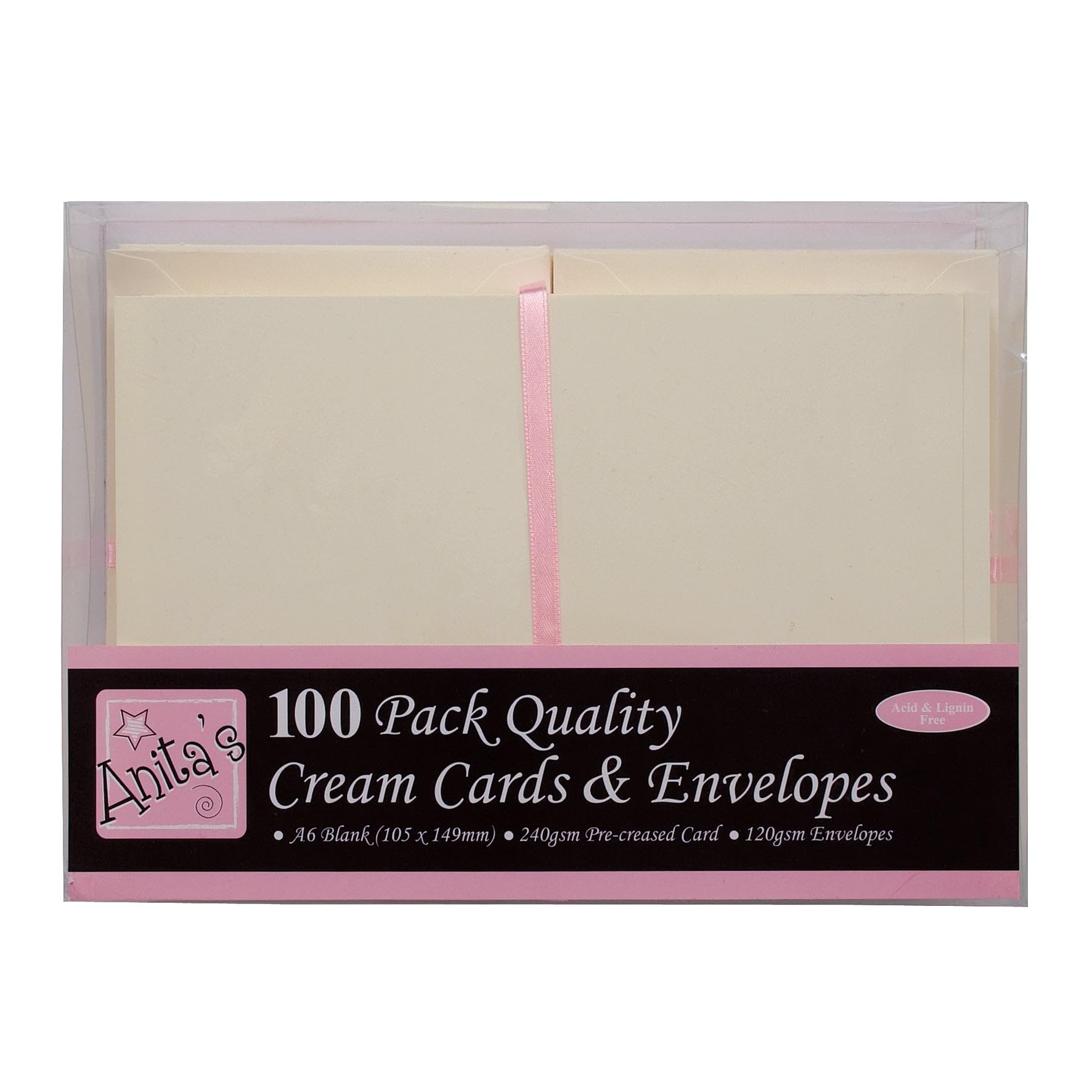 Anita's Plain, Blank Cards & Envelopes, A6, Cream, Pack of 100, for Home, Wedding, Birthday, Christmas, Thank You, Art & Craft, Scrapbooking Supplies, Baby Shower, Card Making