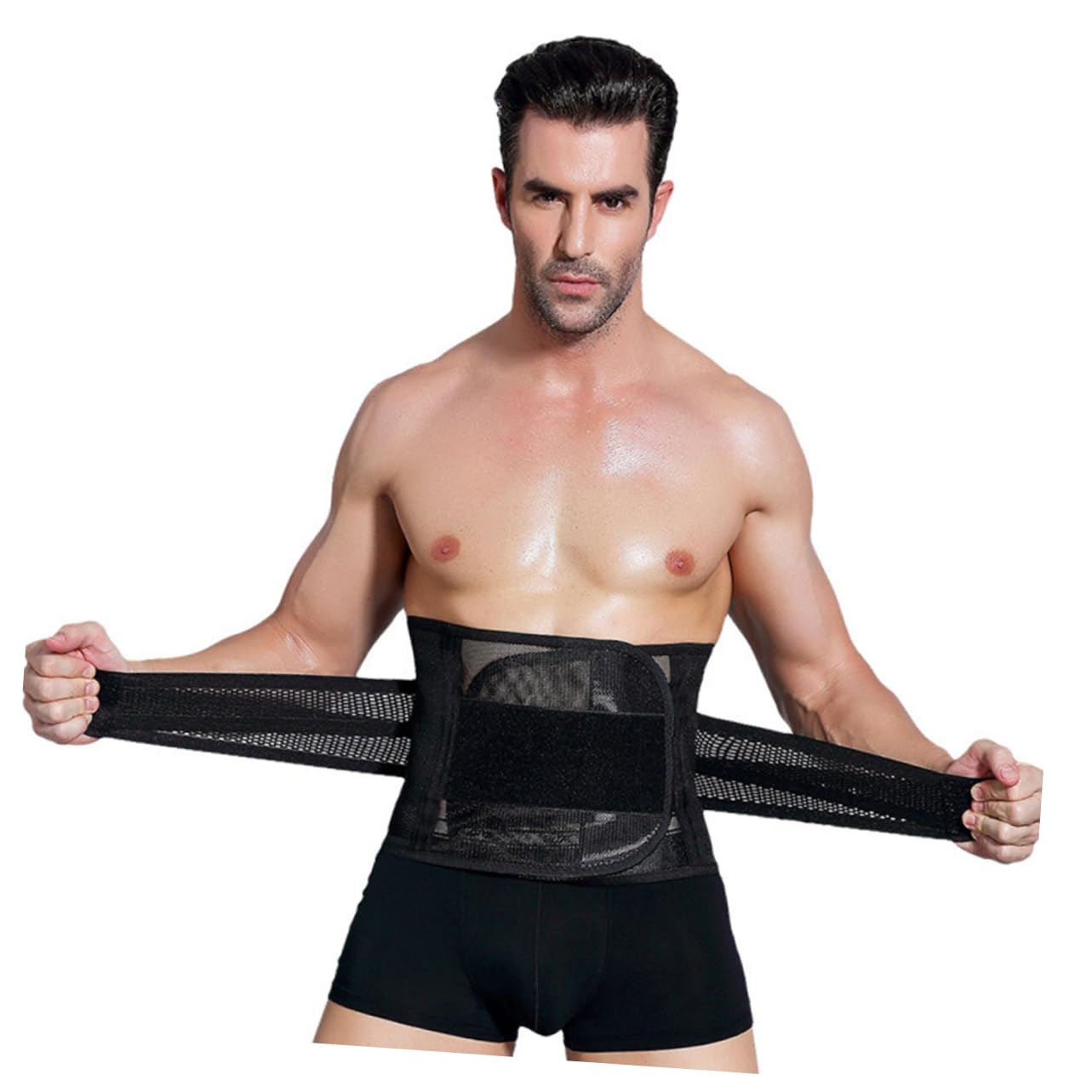 OSOLADY Men Slimming Waist Trimmer Belt Lightweight Workout Waistband for Abdominal Support and Calorie Burning Black