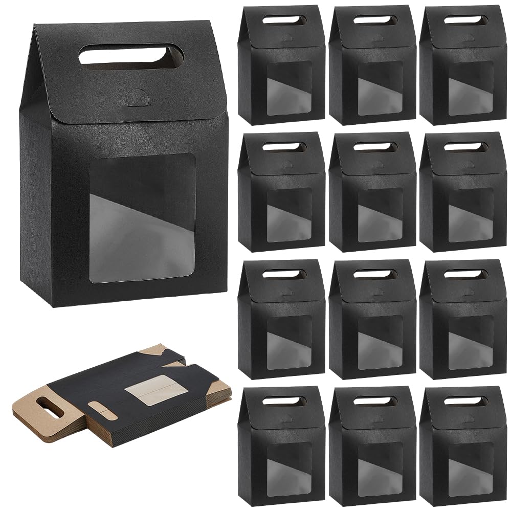 PH PandaHall Goodies Boxes - 24 scatole regalo con finestra, scatole di carta per caramelle, caramelle, caramelle, compleanni, matrimoni, feste, snack, ciambelle, biscotti, caramelle, compleanni