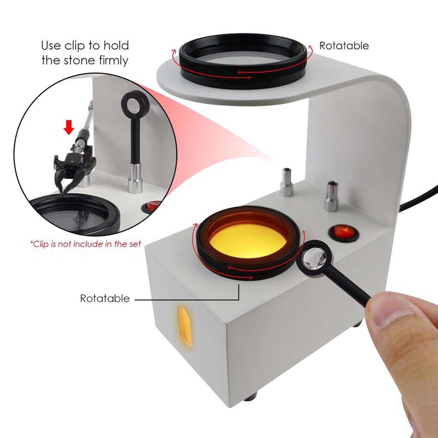 Schmuck-polarisometer-Tester, Tisch-polariskop Mit Led-Lampe, Werkzeug Zur Edelsteinbestimmung, Mit Drehbaren Glasfiltern, Für Amethyst, Diamanten Und Edelsteine