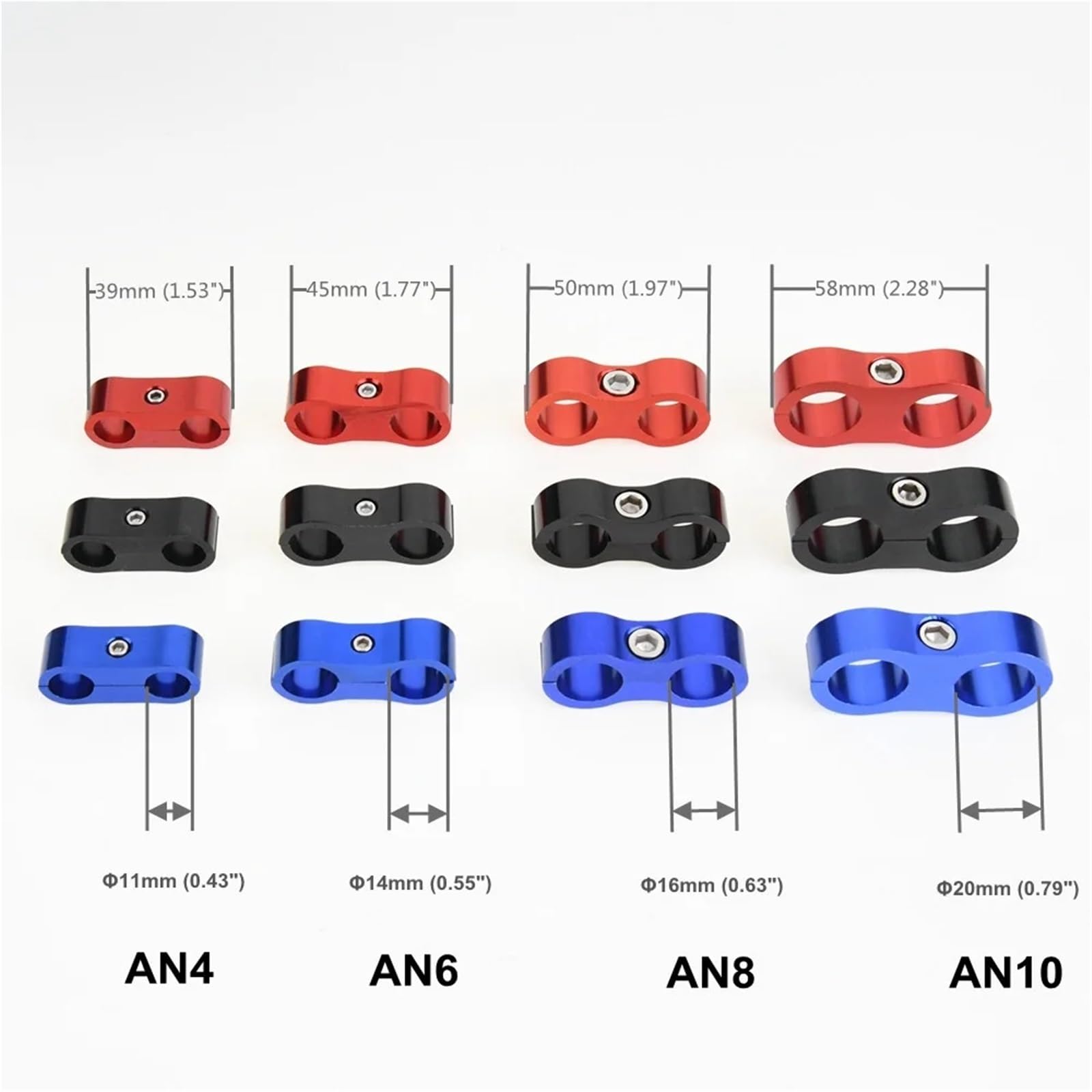 Fascette stringitubo, 6 morsetti universali per tubi flessibili AN4 AN6 AN8 AN10 adattatore in alluminio per olio, acqua, carburante intrecciato estremità della linea (argento, AN10)