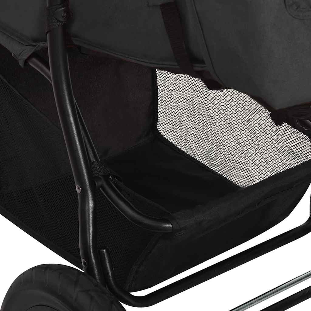 Passeggino antracite con sistema pieghevole con una sola mano, schienale e poggiapiedi regolabili, telaio leggero in acciaio per viaggi