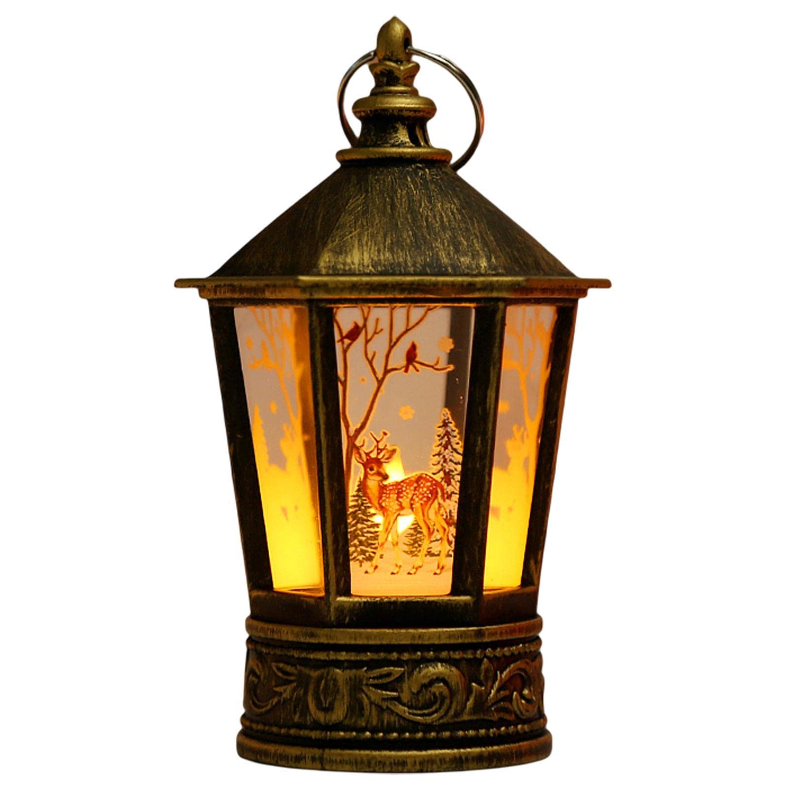 4 kerstlantaarn, led-kerstkaars, kerstdecoratie, voor binnen en buiten, warm wit licht, werkt op batterijen, 13 x 5 cm
