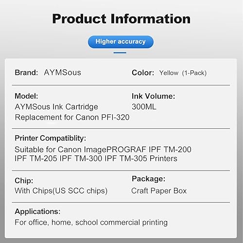 Miniatura 9 de Cartucho de tinta compatible de repuesto para Canon PFI-320 PFI320 PFI-320M PFI320M 300ML para Canon imagePROGRAF IPF TM-200 IPF TM-205 IPF TM-300